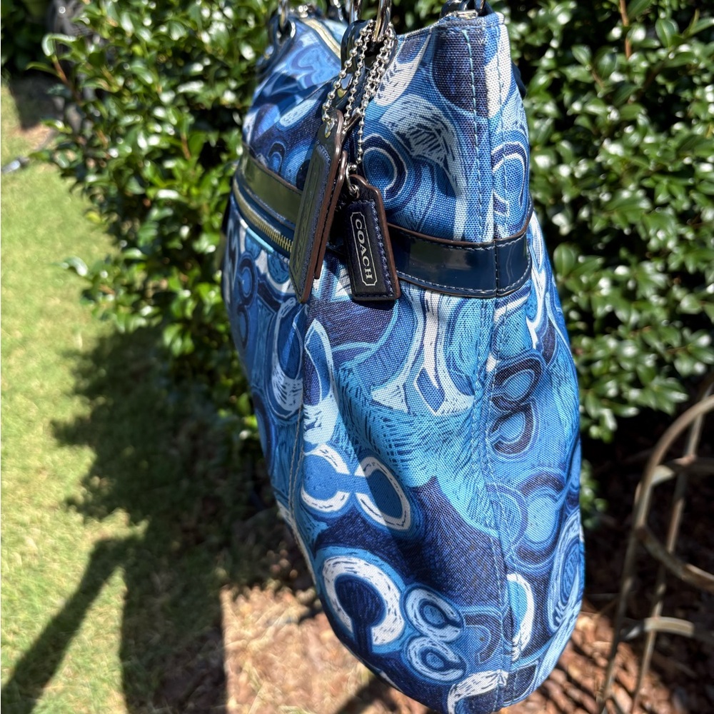 Coach Poppy Appliqué Glam Blue EUC - Picture 7 of 12